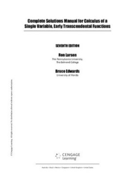Complete Solutions Manual for Calculus of a Single Variable, Early Transcendental Functions