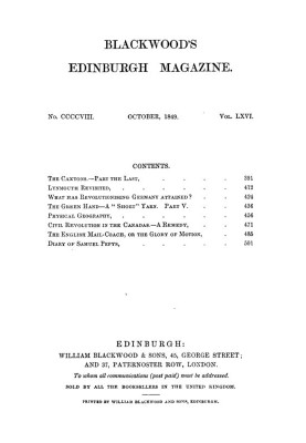 Журнал Blackwood's Edinburgh Magazine, том 66, № 408, октябрь 1849 г.