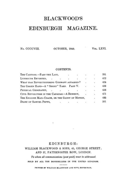 Blackwood's Edinburgh Magazine, том 66, № 408, жовтень 1849 р.