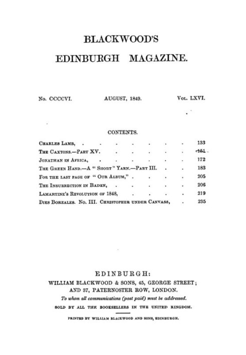 Blackwood's Edinburgh Magazine, Vol. 66 № 406, серпень 1849 р