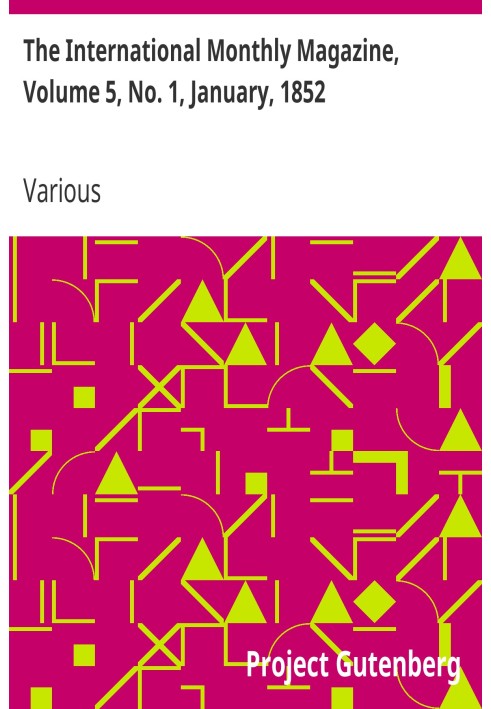 Міжнародний щомісячний журнал, том 5, № 1, січень 1852 р