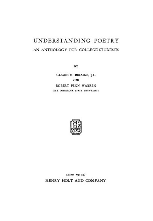 Understanding Poetry: An Anthology for College Students
