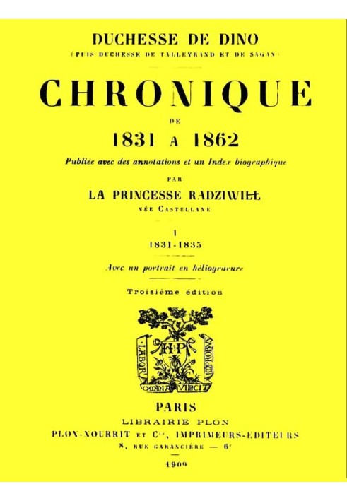 Летопись с 1831 по 1862 год, Том 1 (из 4)