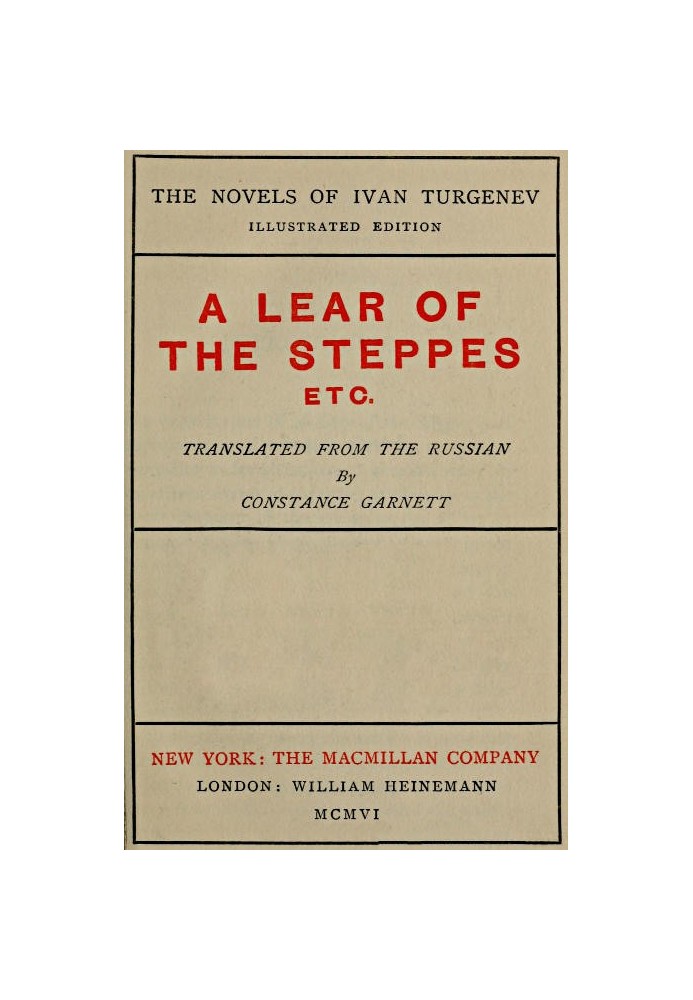 A Lear of the Steppes, etc.