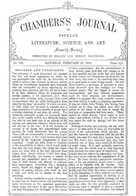 Chambers's Journal of Popular Literature, Science, and Art, № 738, 16 лютого 1878 р.