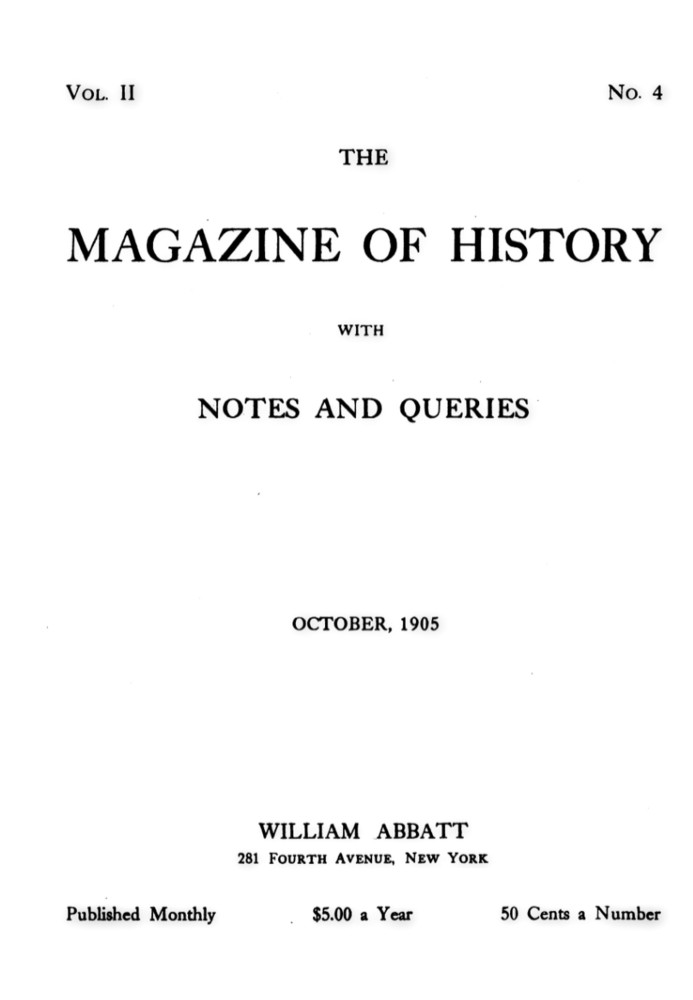 Журнал історії з примітками і запитами, вип. II, № 4, жовтень 1905 р