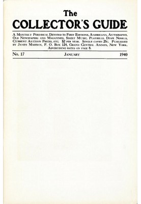 Путеводитель коллекционера, № 17, январь 1940 г. Ежемесячный периодический журнал, посвященный первым изданиям, Америке, автогра