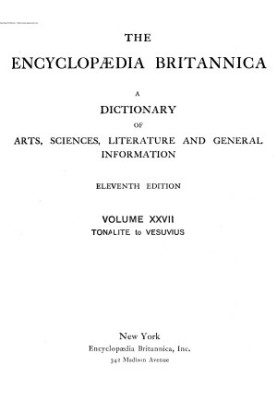 Encyclopedia Britannica - A dictionary of arts, sciences, literature and general information 11 ed. in 29 v. Volume 27 Tonali