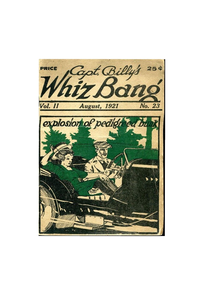 Captain Billy's Whiz Bang, Vol. 2, № 23, серпень, 1921 Американський журнал дотепності, гумору та філософії