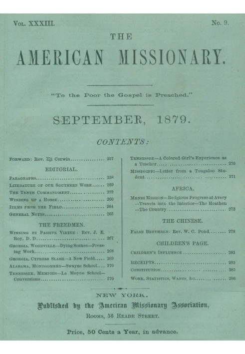 Американський місіонер — том 33, № 09, вересень 1879 р