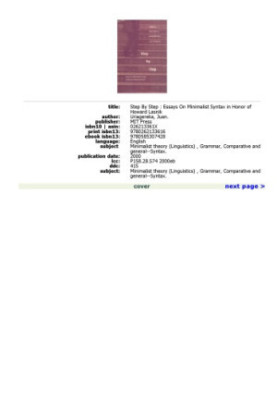 Step by Step: Essays on Minimalist Syntax in Honor of Howard Lasnik