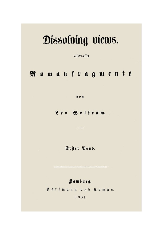 Dissolving Views: Novel fragments by Leo Wolfram.