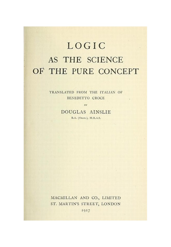 Logic as the Science of the Pure Concept