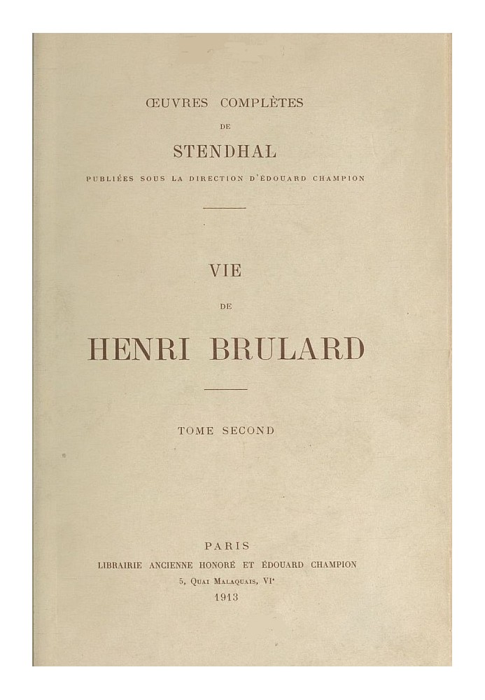 Life of Henri Brulard, volume 2