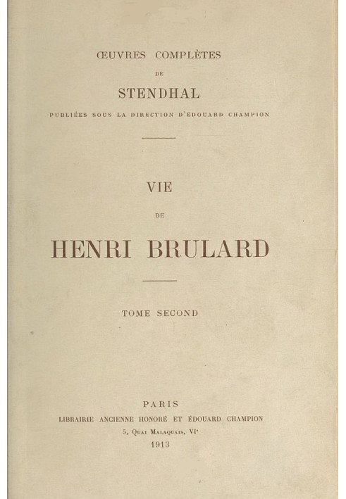 Life of Henri Brulard, volume 2